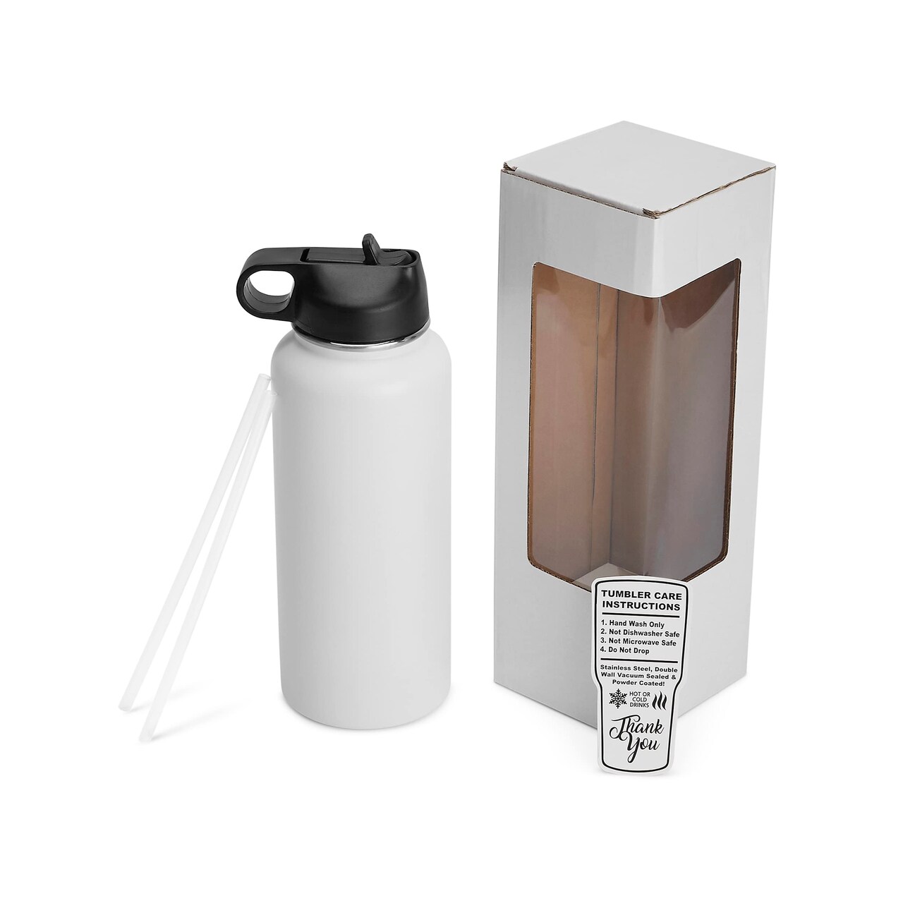Makerflo 32 oz White Hydro Powder Coated Tumbler Pack of 25 | Craft-Ready for DIY Gifts & Personalization (Laser Engravable, UV DTF, Epoxy, Vinyl) - Not for sublimation and DTF
